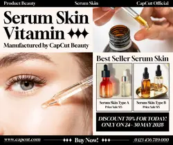 Beauty Serum Skin Vitamin C Promotion Facebook Post Cream Black Minimalist