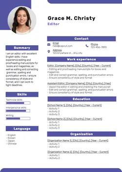 Simple Minimalist Navy Blue Informative Resume For Fresh Graduate