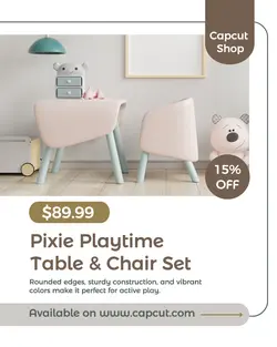 Interior Kid's Table & Chair Set Promotion Instagram Portrait