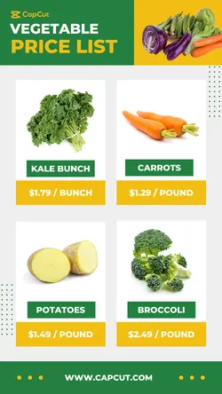 Food Vegetable Pricelist Instagram Story