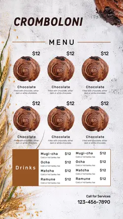 Food and Beverage Cromboloni Menu