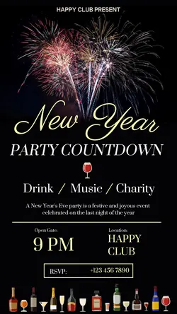 New Year Party Countdown Poster Instagram Story