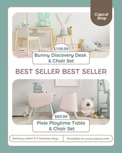 Interior Kid's Table and Chair Best Seller Promotion Instagram Portrait