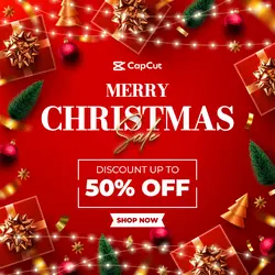 Red Gifts with Lights Christmas Sale Template