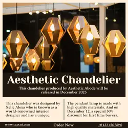 Aesthetic Chandelier Furniture Product Display Instagram Post Cream Brown Minimalist