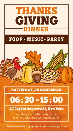 happy Thanksgiving dinner invitation instagram post