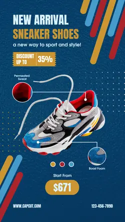 New Arrival Sneaker Promotion Instagram Story Blue