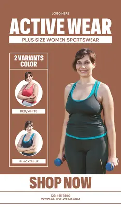 Plus Size Women Active Wear Instagram Story Post