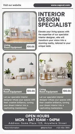 Flat design minimal interior design instagram stories