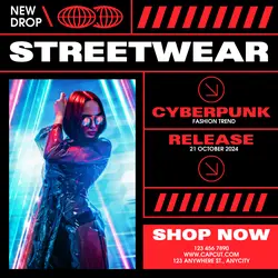 Cyberpunk Streetwear Fashion Instagram Post
