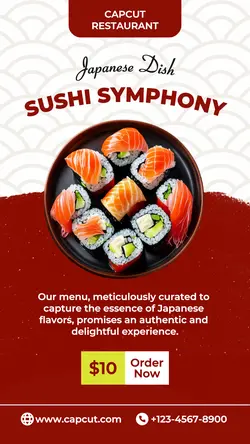 Food Sushi Japanese Dish Instagram Story Red