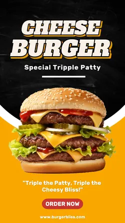 Cheese Burger Fast Food Black Orange