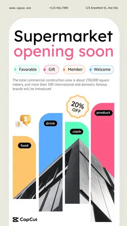 Business Supermarket Announcement Minimalist