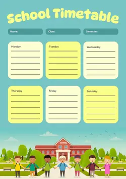 Non-marketing School timetable schedule cute style