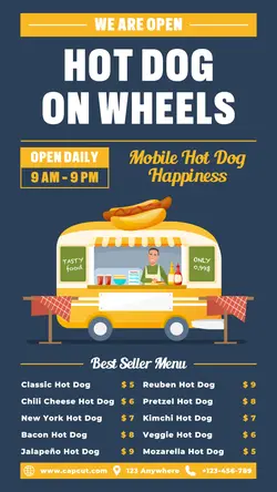 Hot Dog Truck Menu Poster Promotion Insta Story