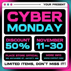 Cyber Monday Promotion Instagram Post Pink Blue Gradient Modern