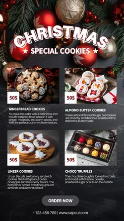 Christmas special cookies black product display instagram story