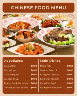 chinese food menu instagram post