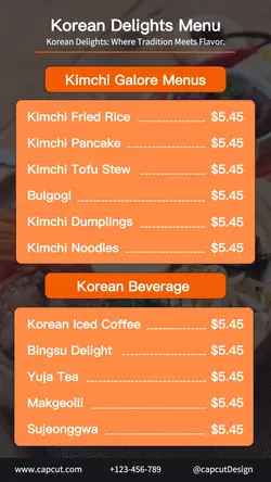 Korean Food Menu Instagram Story