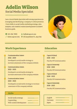 Business Social Media Specialist Resume