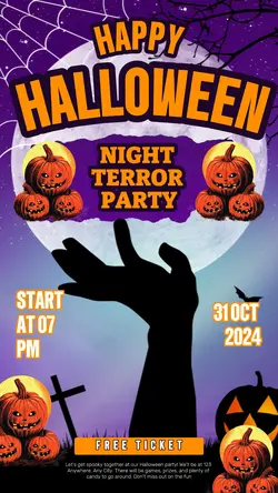 Purple Halloween Night Party Instagram Story