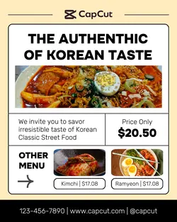 Food Korean Menu Product Display Instagram Post  