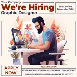 Hiring Graphic Designer Promotion Social Media Post Flat Minimalist Modern
