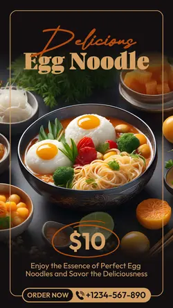 Food & Beverage Delicious Egg Noodle Instagram Story