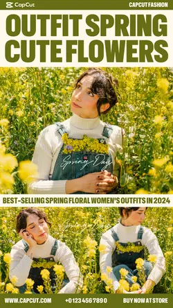 Outfit Spring Cute Flowers 2024 Instagram Story Green Modern