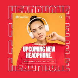 Red Modern Headphone Coming Soon Promotion