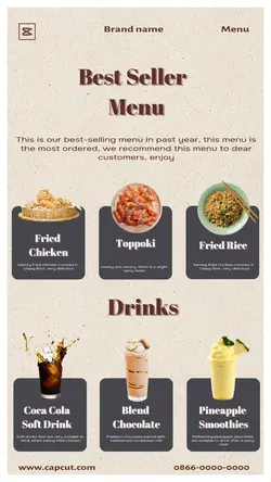 Best Seller Menu Display Instgram Stories