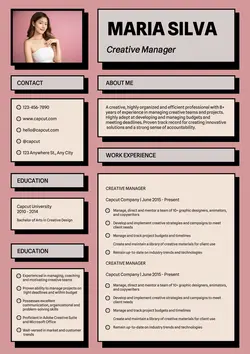 Business Resume Creative Manager