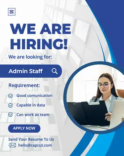 Blue and White We Are Hiring