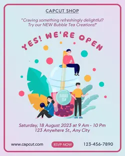 Food Bubble Tea Shop Grand Opening Instagram Portrait