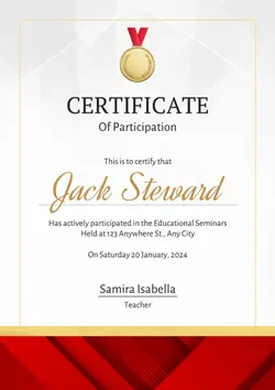 Non-Marketing Education-Certificate Red Elegant