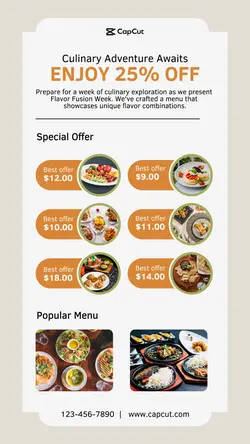 Food promotion instagram story