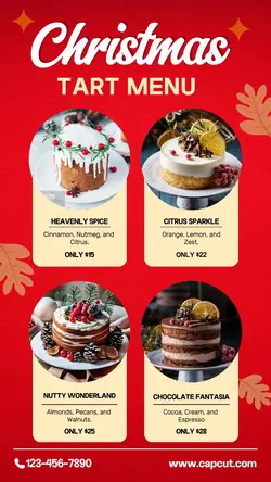 Christmas Tart Menu Display Instagram Story