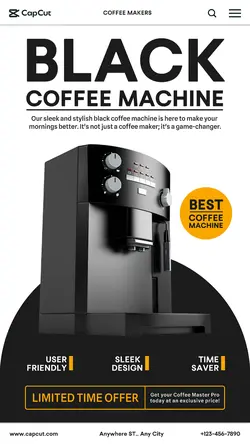 Electronic Coffee Machine Promo Twitter Post Black Style 2
