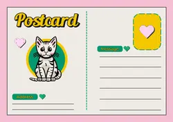 Non-Marketing Postcard Pet Pink Yellow Green