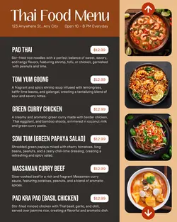 Thailand food Menu Instagram Portrait