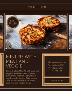 Food Mini Pie Best Seller Product Display Instagram Portrait Cream Brown Modern Style