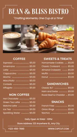 Cafe Menu Instagram Stories