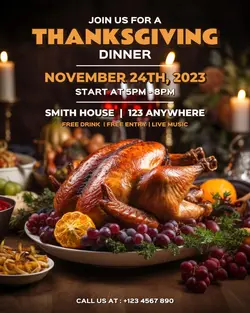 Simple Thanksgiving Dinner Event Invitation For Social Media Post