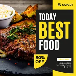 Best Food Promotion Instagram Post Yellow And Black Modern Minimalist