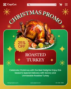 Christmas Red Green Roasted Turkey Food Beverage Promotion Instagram Potrait