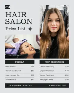 Hair Salon Price List Instagram Post