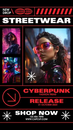 Cyberpunk Streetwear Fashion Instagram Story Post