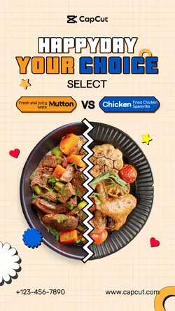 Foods chicken displayCartoon style
