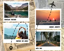 Non-Marketing Photo Collage Traveling Newspaper Background