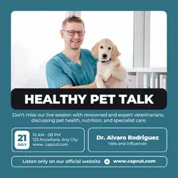 Blue Minimalist Healthy Pet Talk Instagram Post